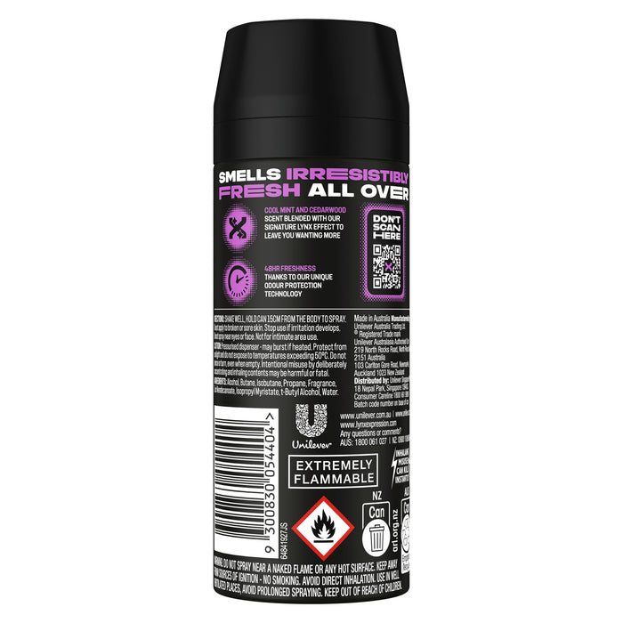 Lynx Body Spray Black Night 165mL.