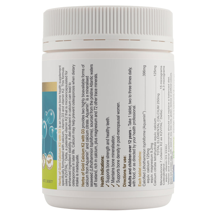 Herbs Of Gold Calcium K2 With D3 90 Tablets.