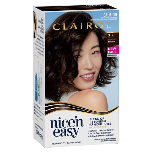 Clairol Nice N Easy 3.5 Darkest Brown.
