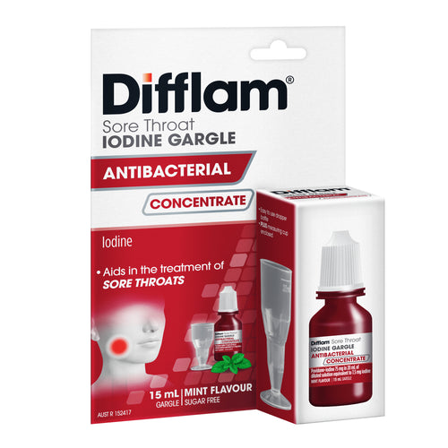 Difflam Sore Throat Iodine Gargle Concentrate Mint Flavour 15mL