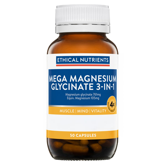 Ethical Nutrients Mega Magnesium Glycinate 3-In-1 50Capsules