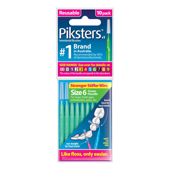 Piksters Size 6 Green 10 Pack.