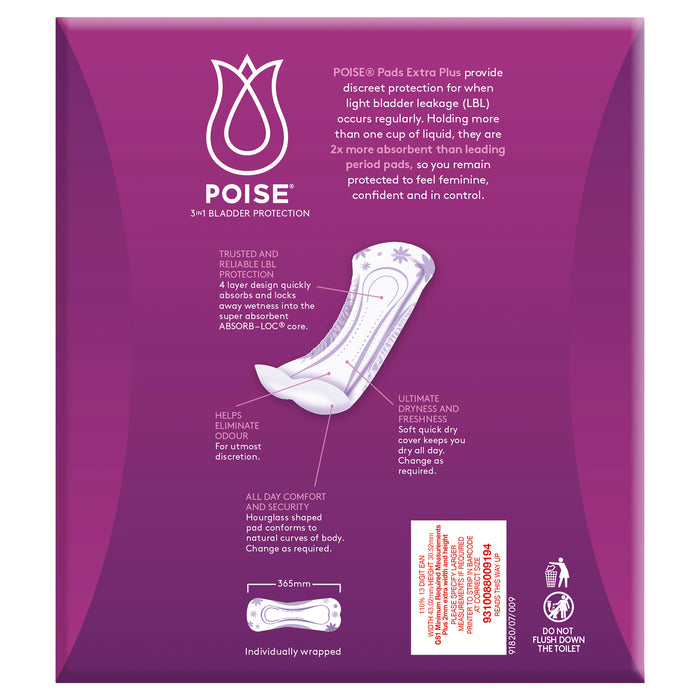 Poise Pads Extra Plus Absorbency 20.
