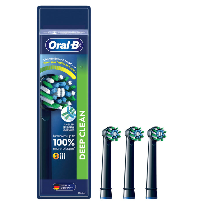 Oral B Power Toothbrush Cross Action Refills Black 3 Pack.