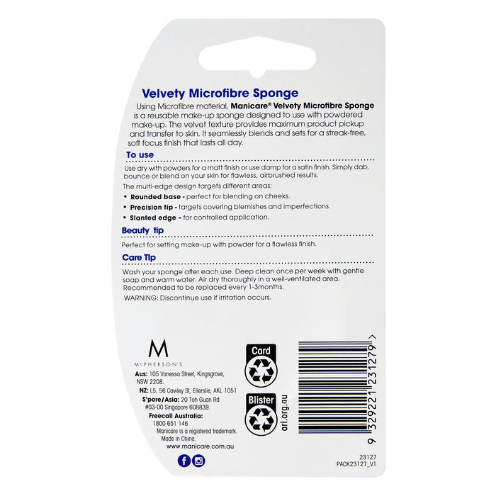 Manicare Velvety Microfibre Wet/Dry Sponge.