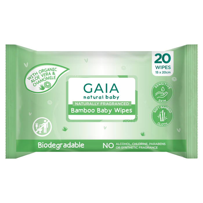 Gaia Natural Baby Baby Wipes 20 Pack