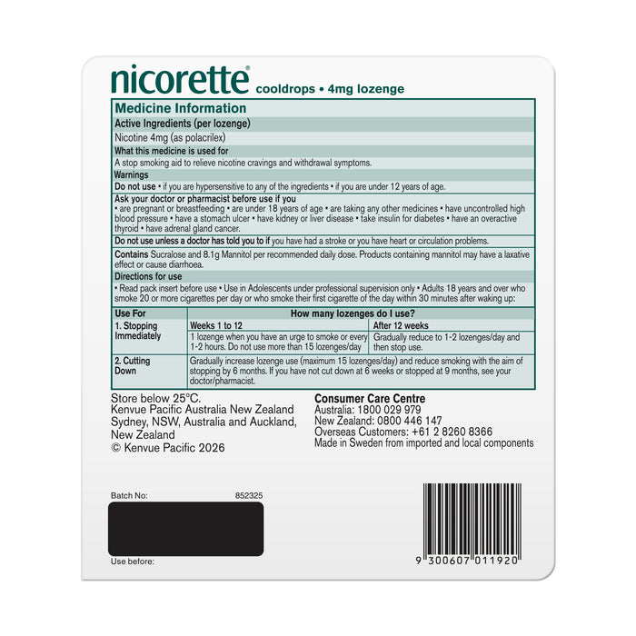 Nicorette Cool Drops Lozenge 4mg 160