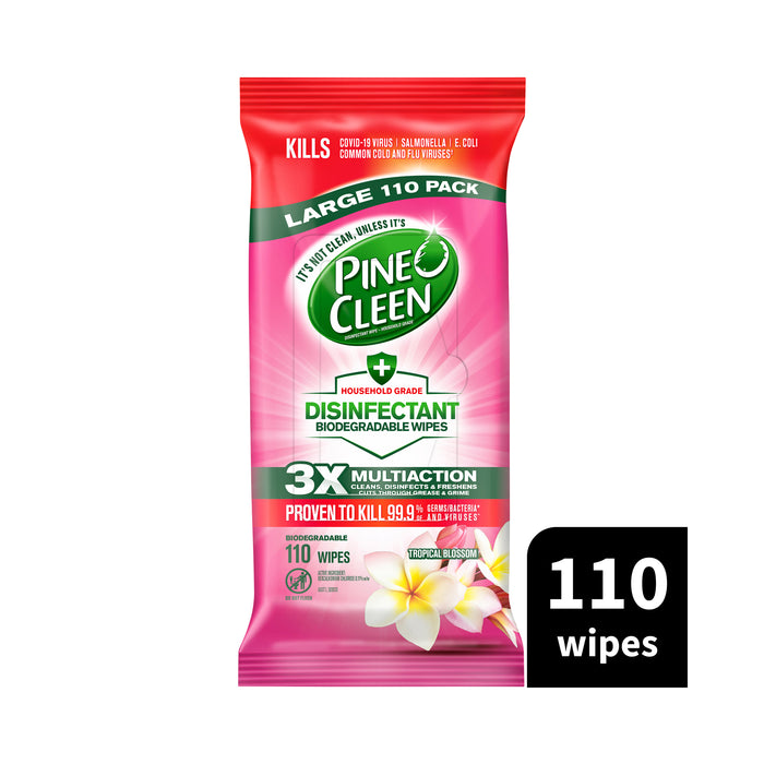 Pine O Cleen Disinfectant Biodegradable Wipes Tropical Blossom 110 Pack