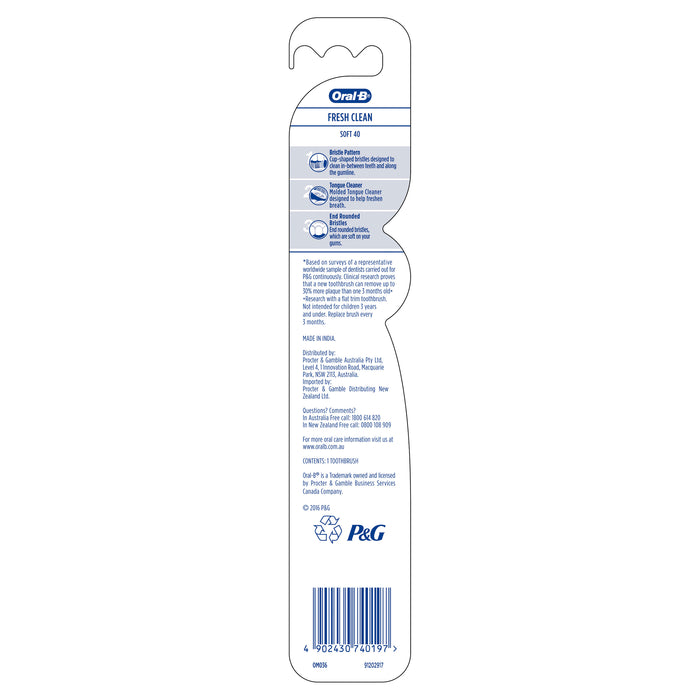 Oral B All Rounder Fresh Clean Toothbrush Soft 40.