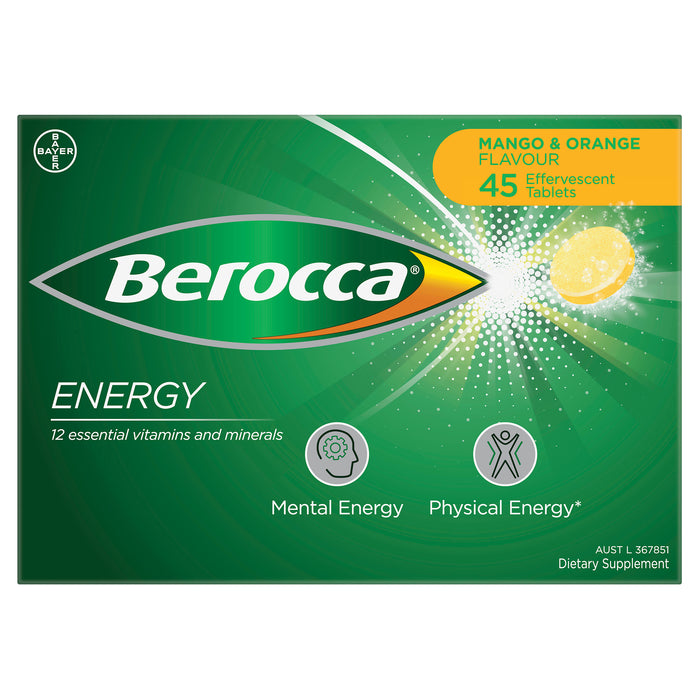 Berocca Energy Mango And Orange Effervescent Tablets 45