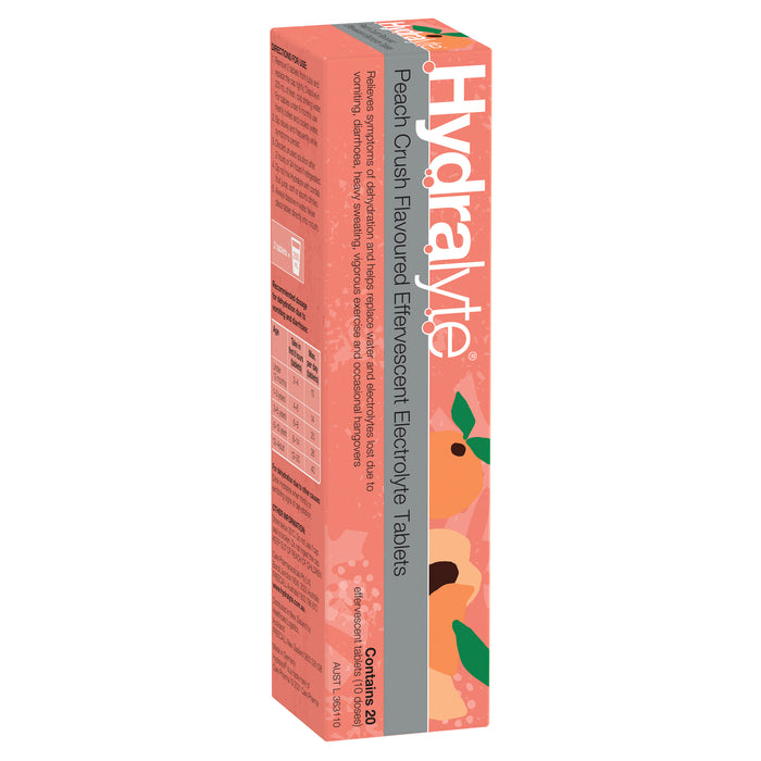 Hydralyte Effervescent Tablets Peach Crush 20