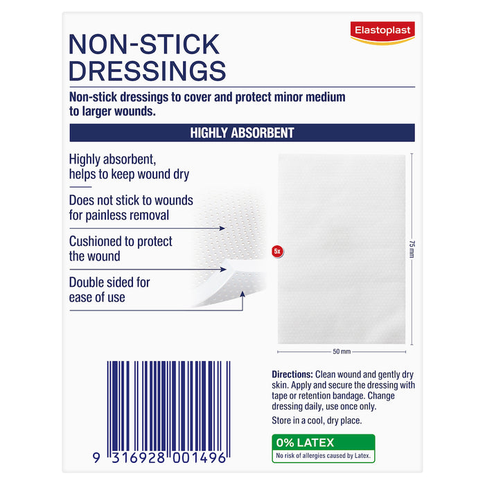 Elastoplast Non-Stick Dressing 7.5cm x 5cm 5