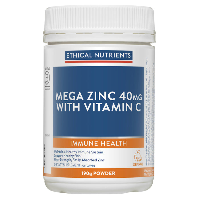 Ethical Nutrients Mega Zinc Powder 40mg Orange 190g