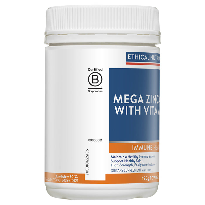 Ethical Nutrients Mega Zinc Powder 40mg Orange 190g