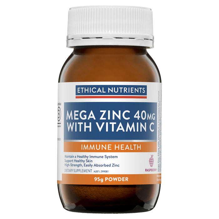 Ethical Nutrients Mega Zinc Powder 40mg Raspberry 95g