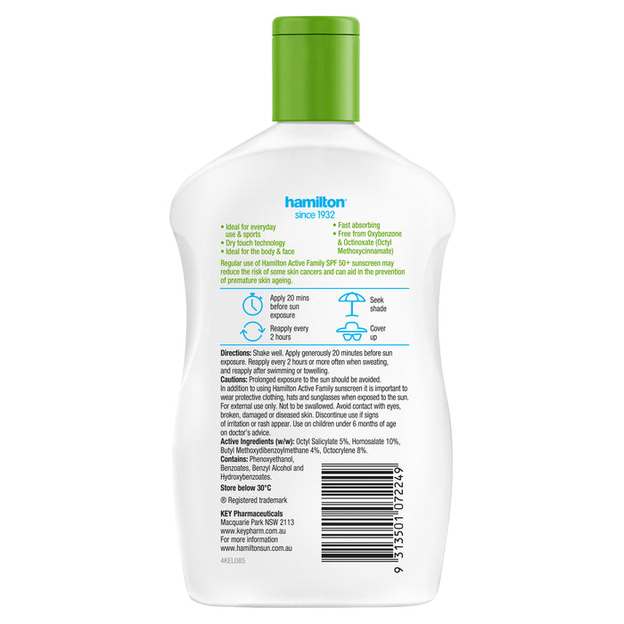 Hamilton Sunscreen Active Family Lotion SPF 50+ 250ml.