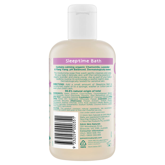 Gaia Natural Baby Sleeptime Bath Wash 250ml.