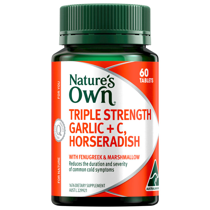 Nature's Own Triple Strength Garlic, C, Horseradish 60 Tablets.