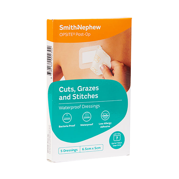 Opsite Post-Op Waterproof Dressings 6.5cm x 5cm 5 Pack.