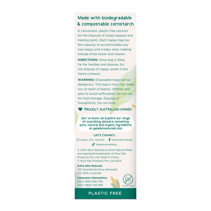 Gaia Natural Baby Biodegradable Nappy Bags 50