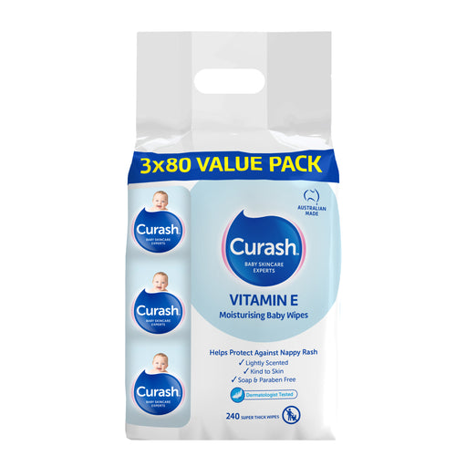 Curash Babycare Vitamin E Wipes 3x80