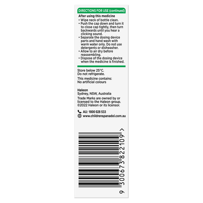 Panadol Children's 1 Month-1 Year Drops 20ml Syringe.