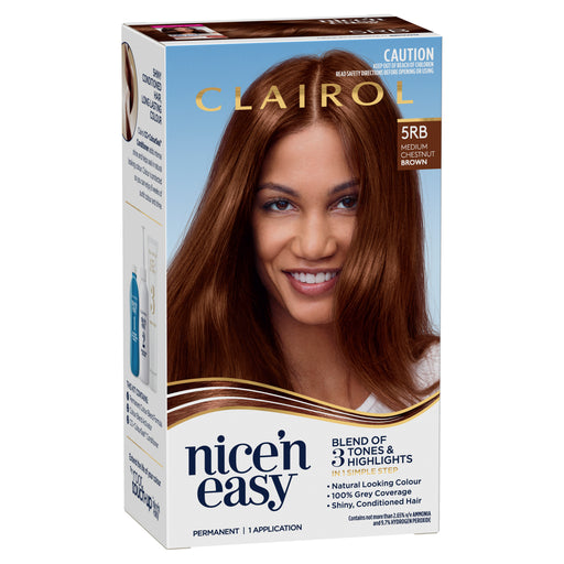 Clairol Nice N Easy 5RB Medium Chestnut Brown.