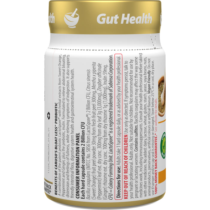 Carusos Probiotic Bloat Less 42Capsules