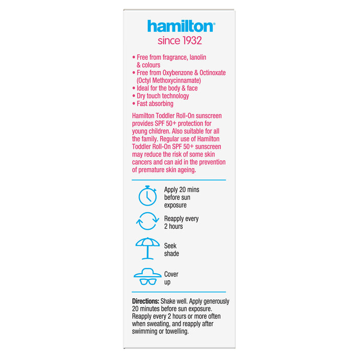 Hamilton Sunscreen Toddler Roll On SPF 50+ 50ml