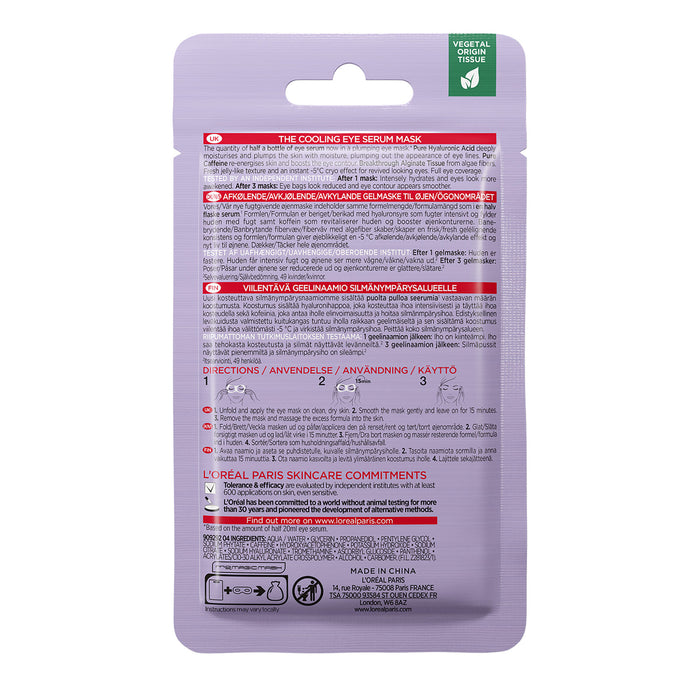 L'Oreal Revitalift Cooling Hyaluronic Acid Eye Serum Tissue Mask