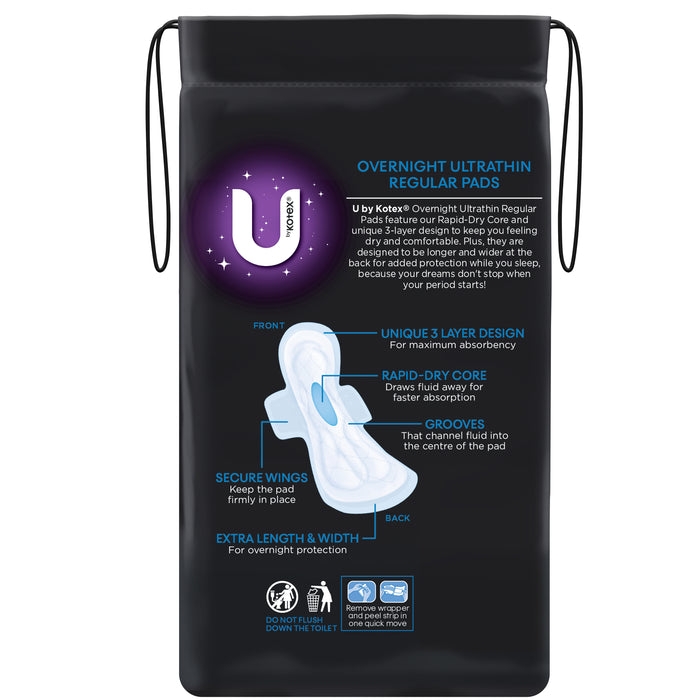 U By Kotex Ultrathins Overnight Pads Wings 10