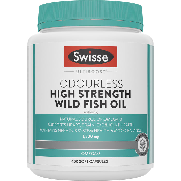 Swisse Ultiboost Odourless Hi-Strength Wild Fish Oil 1500mg 400 Capsules