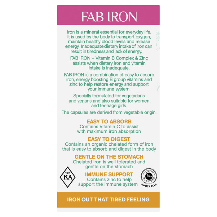 FAB Iron + B Complex + Zinc Capsules 60