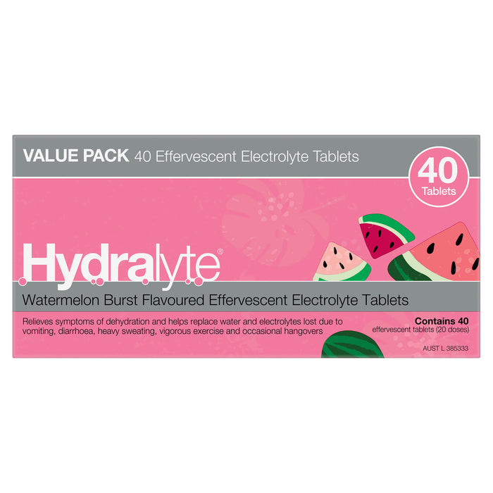 Hydralyte Effervescent Tablets Watermelon 40