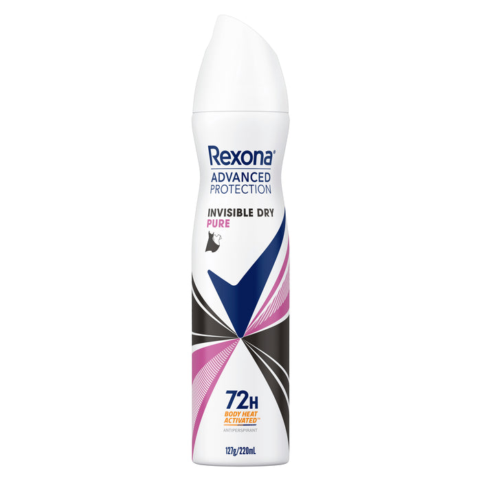 Rexona Women Antiperspirant Deodorant Invisible Dry Pure 220ml.