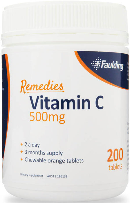 Faulding Remedies Vitamin C 500mg 200 Chewable Tablets