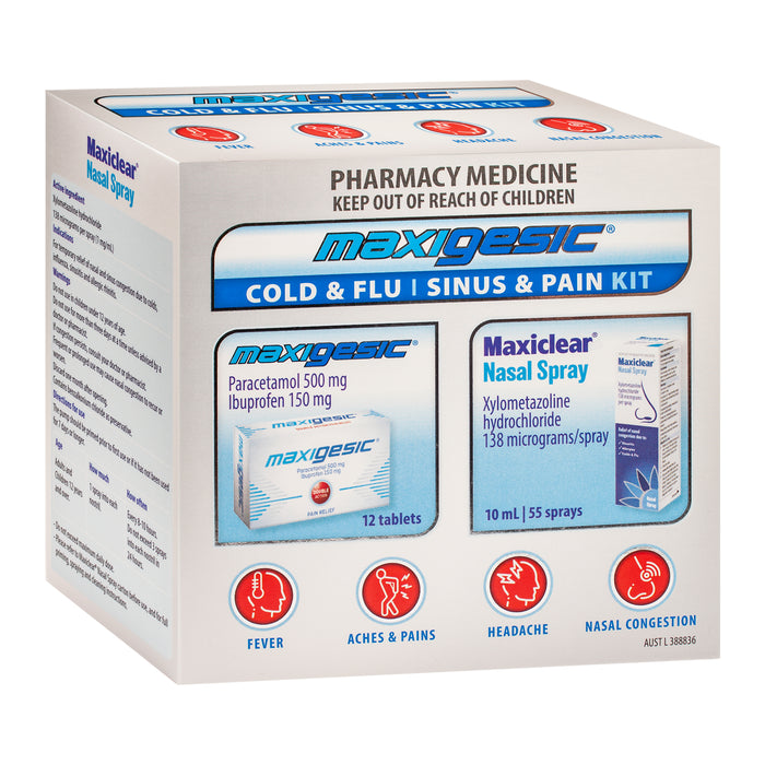 Maxigesic Cold & Flu, Sinus & Pain Kit.