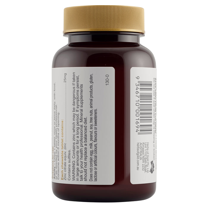 Herbs Of Gold Zinc Chewable 60 Tablets