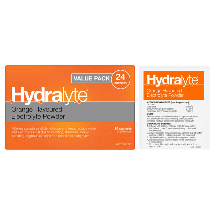 Hydralyte Sachets Orange 4.9g x 24