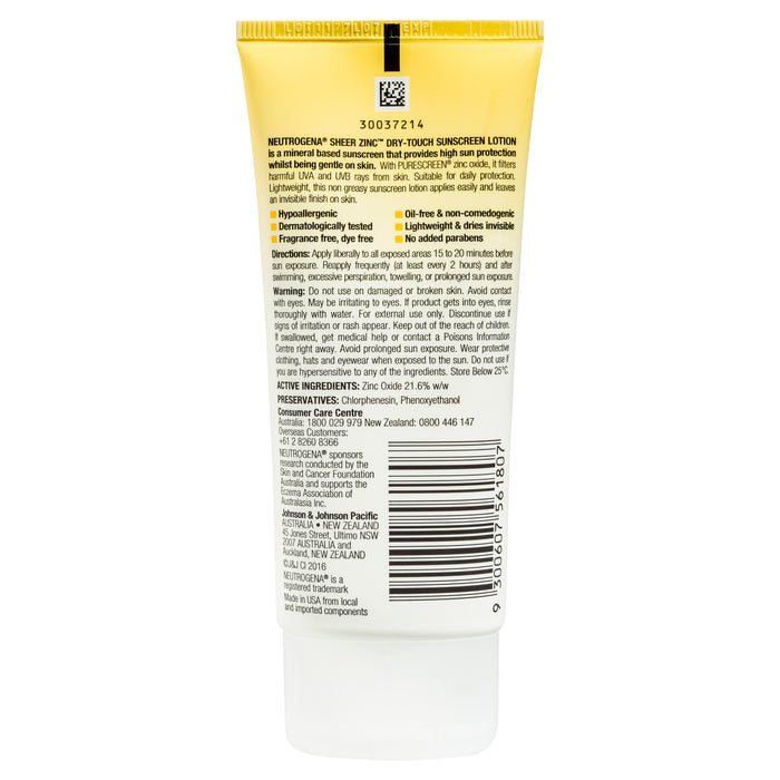 Neutrogena Sheer Zinc Body Lotion SPF50 88ml.