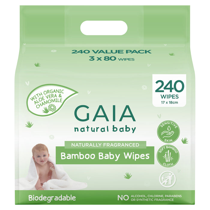 Gaia Natural Baby Baby Wipes Value Pack 240