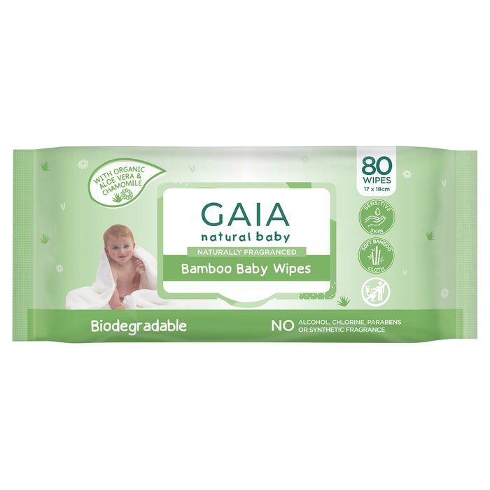 Gaia Natural Baby Bamboo Baby Wipes 80