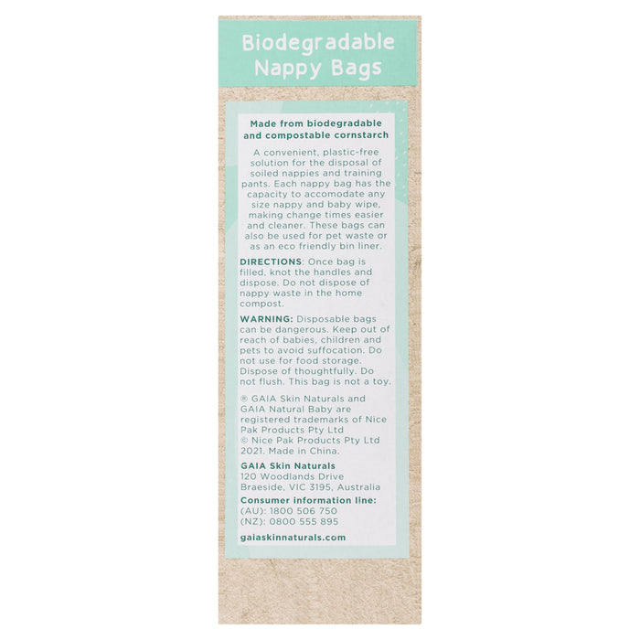 Gaia Natural Baby Biodegradable Nappy Bags 50