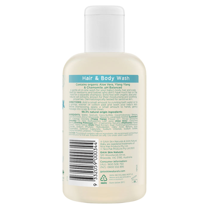 Gaia Natural Baby Hair and Body Wash 200ml