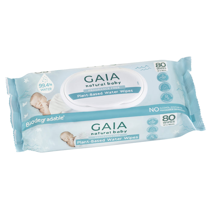 Gaia Natural Baby Plant-Based Baby Wipes 80 Pack