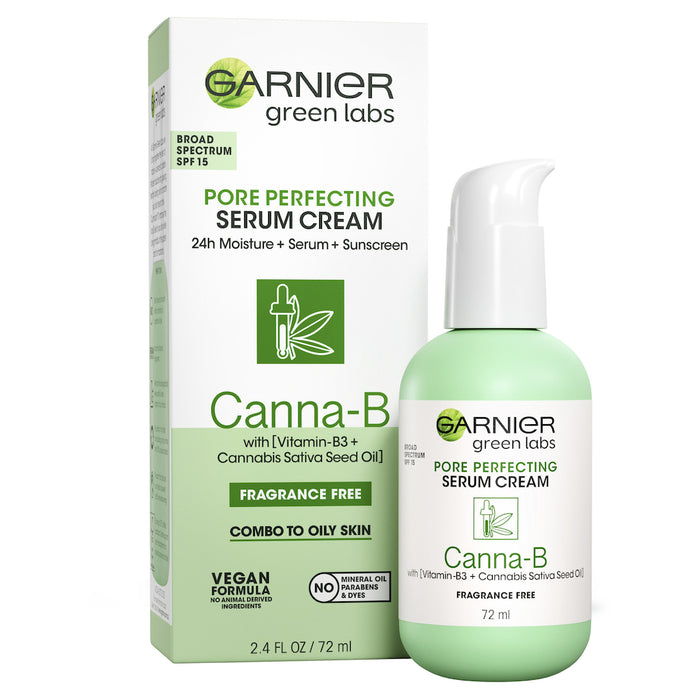 Garnier Green Labs Pore Perfecting Serum Cream Canna-B SPF 15 Fragrance Free