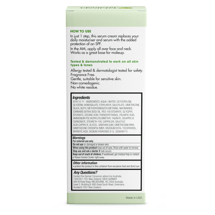 Garnier Green Labs Pore Perfecting Serum Cream Canna-B SPF 15 Fragrance Free