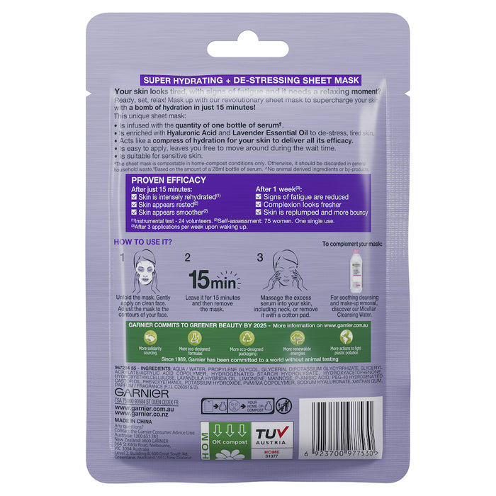 Garnier Hydrabomb Tissue Mask Lavender 32g