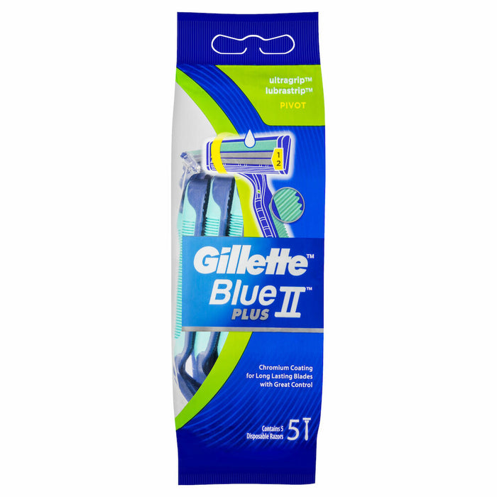 Gillette Blue II Plus Pivot Disposable Razors 5 Pack