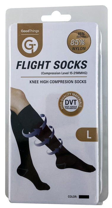 Go Travel Flight Socks Knee High Black Large.